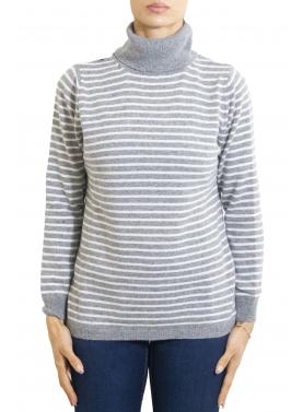 maglia a scatoletta a righe collo alto